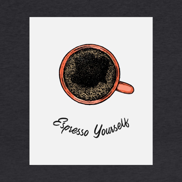 coffee humor, coffee lover, coffee addict, minimalist aesthetic coffee illustration by MarJul